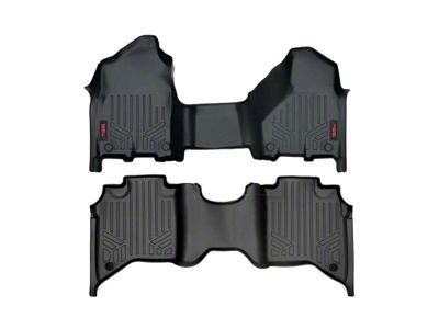 Rough Country Heavy Duty Front and Rear Floor Mats; Black (19-24 RAM 2500 Crew Cab w/ Front Bench Seats)