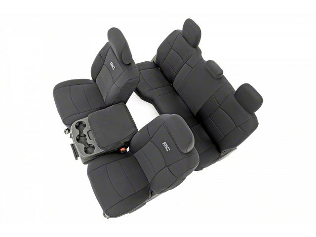 Rough Country Neoprene Front and Rear Seat Covers; Black (19-24 RAM 2500 w/ Front Bucket & Full Rear Seats)