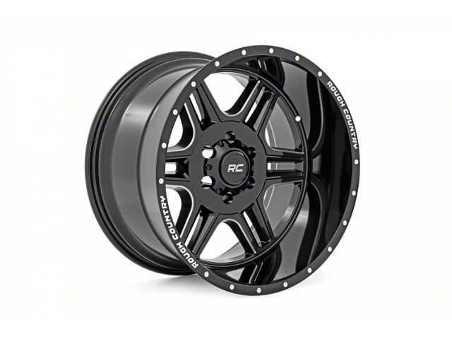 Rough Country 92 Series Gloss Black Machined 8-Lug Wheel; 20x12; -44mm Offset (19-24 RAM 2500)