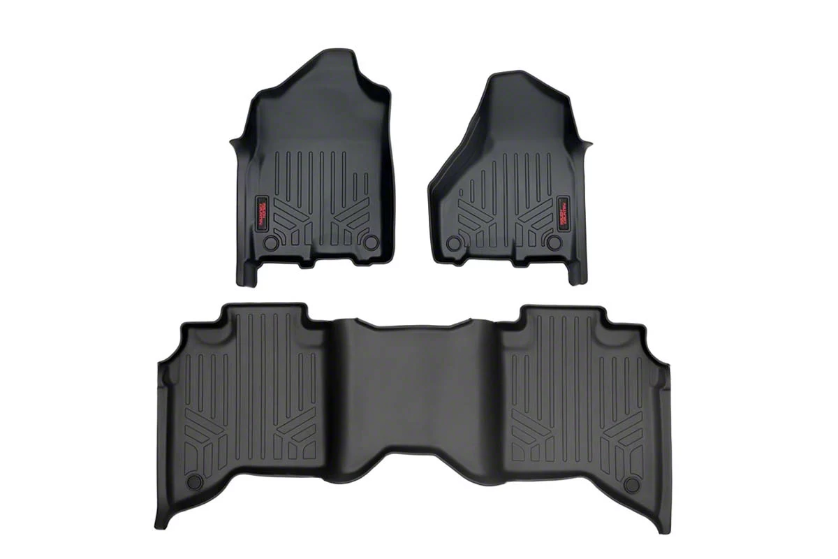 Rough Country RAM 3500 Heavy Duty Front and Rear Floor Mats; Black M