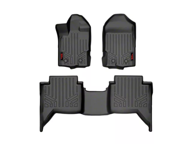 Rough Country Heavy Duty Front and Rear Floor Mats; Black (19-24 Ranger SuperCrew)