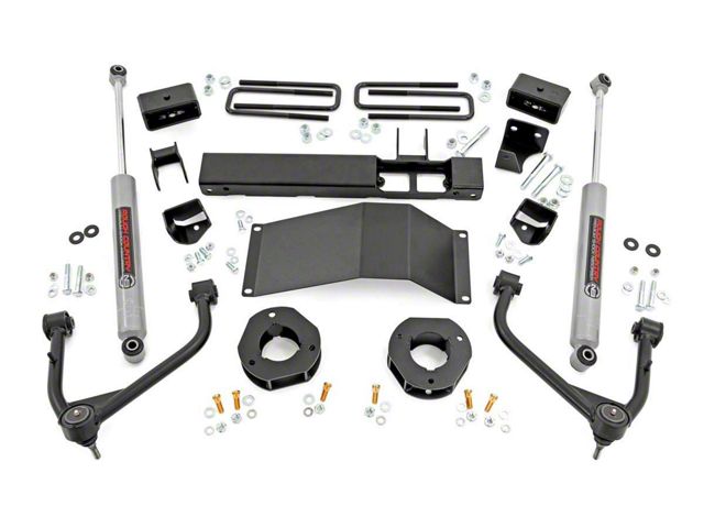 Rough Country 3.50-Inch Forged Upper Control Arm Suspension Lift Kit with Strut Spacers and Premium N3 Shocks (19-23 Sierra 1500 w/ Multi-Leaf Pack Springs, Excluding AT4, Denali & Diesel)