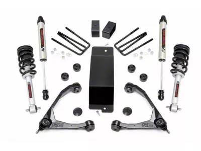 Rough Country 3.50-Inch Forged Upper Control Arm Suspension Lift Kit with Lifted Struts and V2 Monotube Shocks (14-16 4WD Sierra 1500 w/ Stock Cast Aluminum & Steel Control Arms, Excluding Denali)