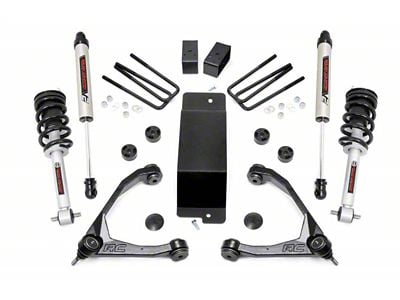 Rough Country 3.50-Inch Forged Upper Control Arm Suspension Lift Kit with Lifted Struts and V2 Monotube Shocks (07-13 4WD Sierra 1500)