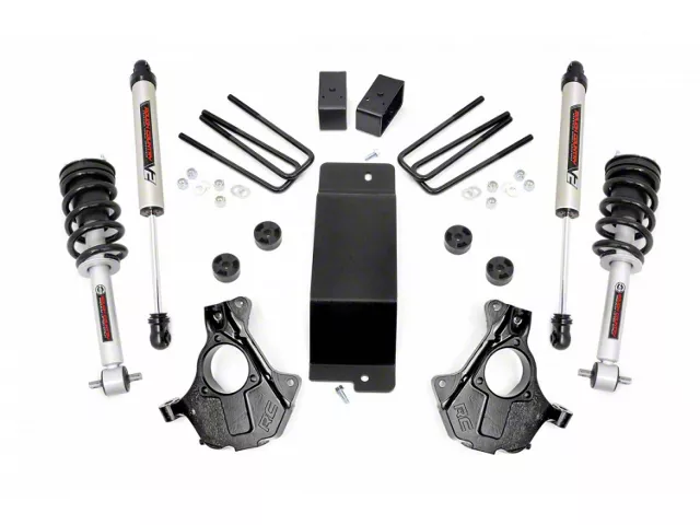 Rough Country 3.50-Inch Knuckle Suspension Lift Kit with Lifted Struts and V2 Monotube Shocks (14-18 4WD Sierra 1500 w/ Stock Cast Alumium or Stamped Steel Control Arms, Excluding Denali)