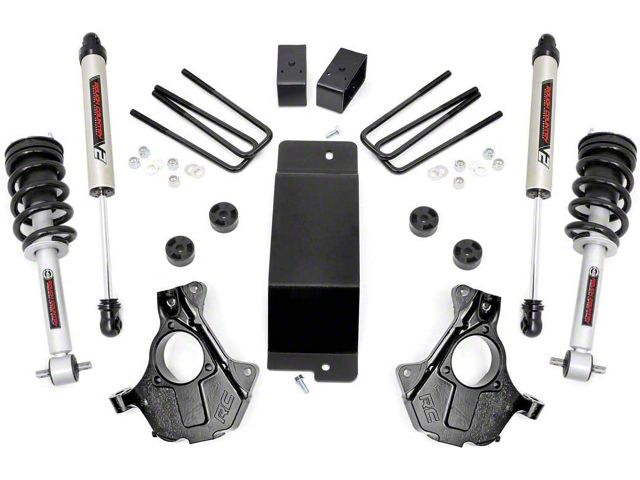 Rough Country 3.50-Inch Knuckle Suspension Lift Kit with Lifted Struts and V2 Monotube Shocks (14-18 4WD Sierra 1500 w/ Stock Cast Steel Control Arms, Excluding Denali)