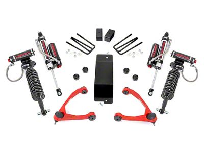 Rough Country 3.50-Inch Suspension Lift Kit with Forged Upper Control Arms, Vertex Adjustable Coil-Overs and Vertex Shocks; Red (07-16 4WD Sierra 1500)