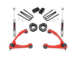 Rough Country 3.50-Inch Suspension Lift Kit with Upper Control Arms and Premium N3 Shocks; Red (07-18 2WD Sierra 1500, Excluding 14-18 Denali)