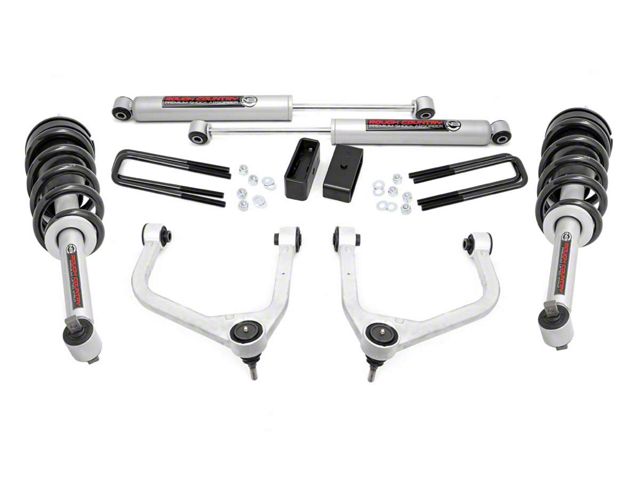 Rough Country 3.50-Inch Forged Upper Control Arm Suspension Lift Kit with N3 Struts and Premium N3 Shocks (19-23 Sierra 1500 w/ Multi-Leaf Pack Springs, Excluding AT4, Denali & Diesel)