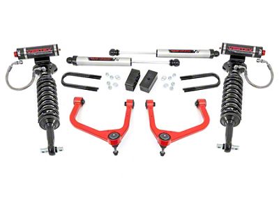 Rough Country 3.50-Inch Suspension Lift Kit with Vertex Adjustable Coil-Over and V2 Rear Shocks; Red (19-24 Sierra 1500 w/ OEM Mono-Leaf Springs & w/o Adaptive Ride Control, Excluding AT4 & Diesel)
