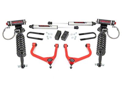 Rough Country Suspension 3.50-Inch Suspension Lift Kit with Vertex Adjustable Coil-Over and V2 Rear Shocks; Red (19-25 Sierra 1500 w/ OEM Mono-Leaf Springs & w/o Adaptive Ride Control, Excluding AT4 & Diesel)