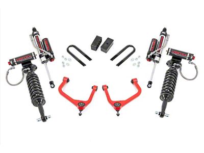 Rough Country 3.50-Inch Suspension Lift Kit with Vertex Adjustable Coil-Over and Vertex Rear Shocks; Red (19-25 Sierra 1500 w/ OEM Mono-Leaf Springs & w/o Adaptive Ride Control, Excluding AT4 & Diesel)