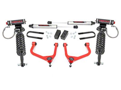 Rough Country Suspension 3.50-Inch Suspension Lift Kit with Vertex Adjustable Coil-Overs and V2 Monotube Shocks; Red (25-26 Sierra 1500 w/ OEM Mon-Leaf Springs & w/o Adaptive Ride Control, Excluding AT4, Denali & Diesel)