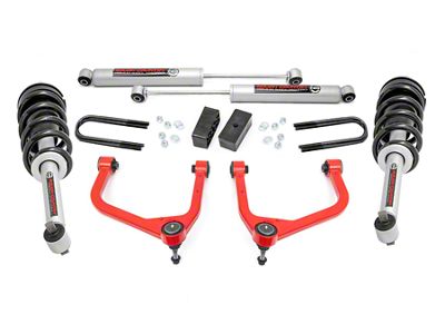 Rough Country Suspension 3.50-Inch Suspension Lift Kit with N3 Struts and Shocks; Red (25-26 Sierra 1500 w/ OEM Mon-Leaf Springs & w/o Adaptive Ride Control, Excluding AT4, Denali & Diesel)