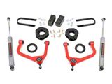 Rough Country 3.50-Inch Suspension Lift Kit with Premium N3 Shocks; Red (25-26 Sierra 1500 w/ OEM Mono-Leaf Springs & w/o Adaptive Ride Control, Excluding AT4, Denali & Diesel)