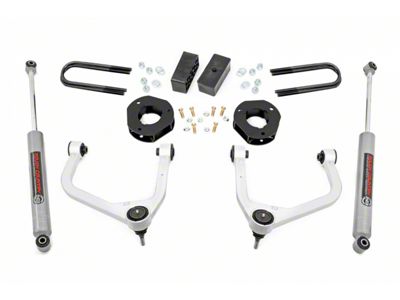Rough Country 3.50-Inch Suspension Lift Kit with Strut Spacers and N3 Rear Shocks (19-25 Sierra 1500 w/ OEM Mono-Leaf Springs & w/o Adaptive Ride Control, Excluding AT4)