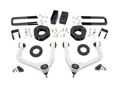 Rough Country 3.50-Inch Suspension Lift Kit with Upper Control Arms (19-24 Sierra 1500 Crew Cab w/ 5.80-Foot Short Box & Adaptive Ride Control, Excluding AT4 & Denali)