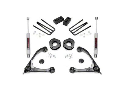 Rough Country 3.50-Inch Suspension Lift Kit with Upper Control Arms and Premium N3 Shocks (07-18 2WD Sierra 1500, Excluding 14-18 Denali)