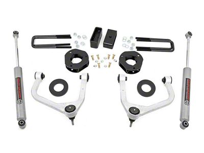 Rough Country 3.50-Inch Suspension Lift Kit with Upper Control Arms and Premium N3 Shocks (19-25 Sierra 1500 Crew Cab w/ 5.80-Foot Short Box, Excluding AT4 & Denali)
