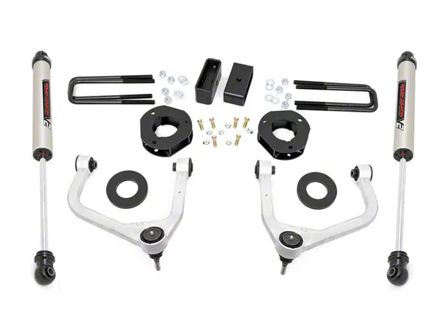 Rough Country 3.50-Inch Suspension Lift Kit with Upper Control Arms and V2 Monotube Shocks (19-24 Sierra 1500 Crew Cab w/ 5.80-Foot Short Box, Excluding AT4 & Denali)