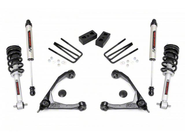 Rough Country 3.50-Inch Upper Control Arm Suspension Lift Kit with Lifted Struts and V2 Monotube Shocks (14-18 2WD Sierra 1500, Excluding Denali)