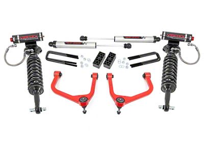 Rough Country 3.50-Inch Forged Upper Control Arm Suspension Lift Kit with Vertex Adjustable Coil-Overs and V2 Monotube Shocks; Red (19-24 Sierra 1500 w/ 5.80-Foot Short Box, Excluding AT4 & Denali)