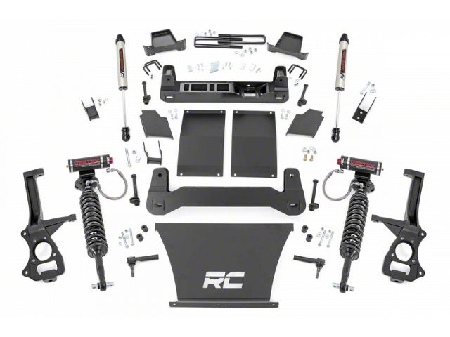 Rough Country 4-Inch Suspension Lift Kit with Vertex Adjustable Coil-Overs and V2 Monotube Shocks (19-24 Sierra 1500 AT4, Excluding Diesel)