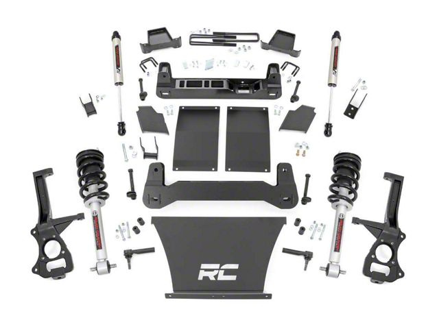 Rough Country 4-Inch Suspension Lift Kit with Lifted Struts and V2 Monotube Shocks (19-24 Sierra 1500 AT4, Excluding Diesel)