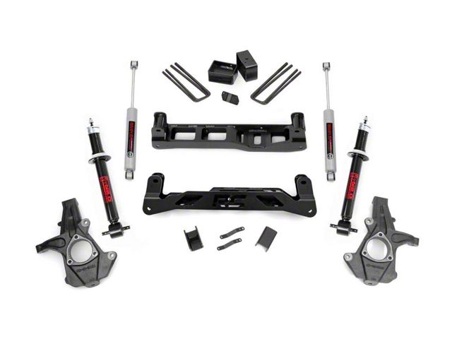 Rough Country 5-Inch Knuckle Suspension Lift Kit with Lifted Struts and Premium N3 Shocks (14-18 2WD Sierra 1500 w/ Stock Cast Steel Control Arms, Excluding Denali)