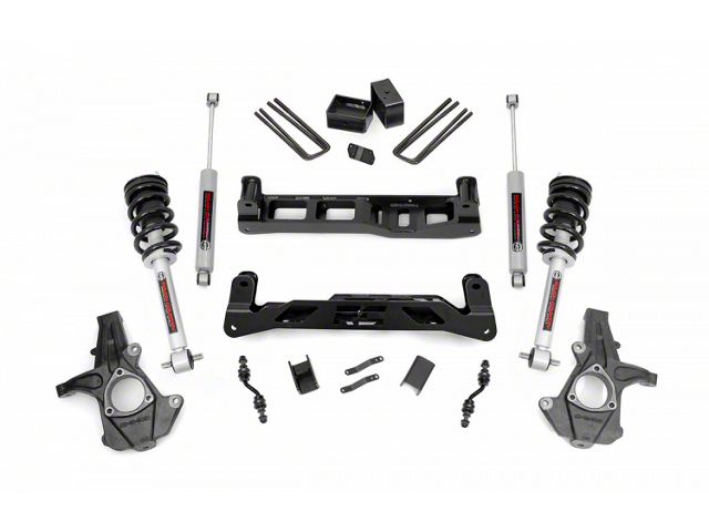 Rough Country 5-Inch Knuckle Suspension Lift Kit with Lifted N3 Struts and Premium N3 Shock (14-18 2WD Sierra 1500 w/ Stock Cast Aluminum or Stamped Steel Control Arms, Excluding Denali)