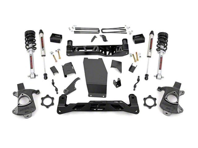 Rough Country 5-Inch Knuckle Suspension Lift Kit with Lifted Struts and V2 Monotube Shocks (14-18 4WD Sierra 1500 w/ Stock Cast Steel Control Arms, Excluding Denali)