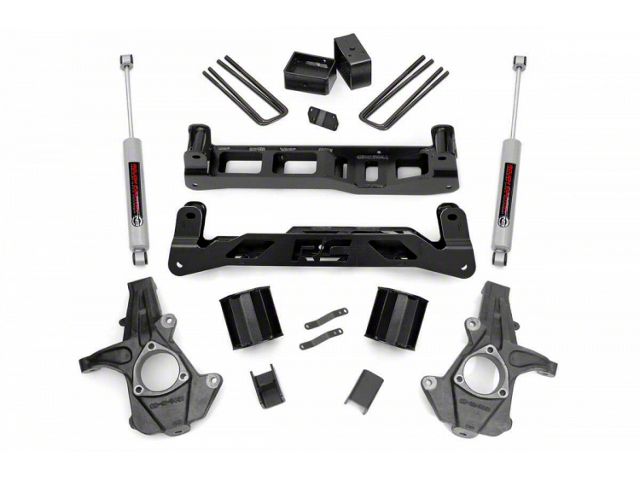 Rough Country 5-Inch Suspension Lift Kit with Premium N3 Shocks (14-17 2WD Sierra 1500 w/ Stock Cast Steel Control Arms, Excluding Denali)