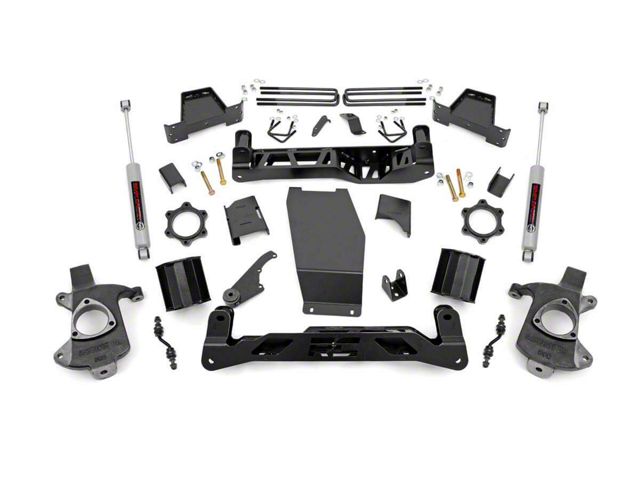 Rough Country 6-Inch Suspension Lift Kit with Premium N3 Shocks (14-18 4WD Sierra 1500 w/ Stock Cast Aluminum or Stamped Steel Control Arms, Excluding Denali)