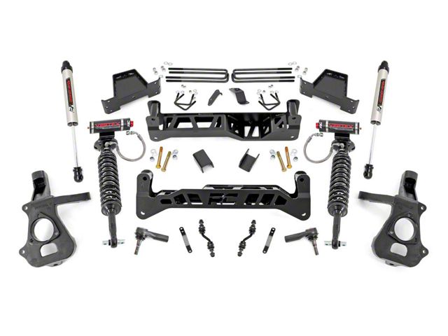 Rough Country 7-Inch Suspension Lift Kit with Vertex Adjustable Coil-Overs and V2 Monotube Shocks (14-18 2WD Sierra 1500 w/ Stock Cast Aluminum or Stamped Steel Control Arms, Excluding Denali)