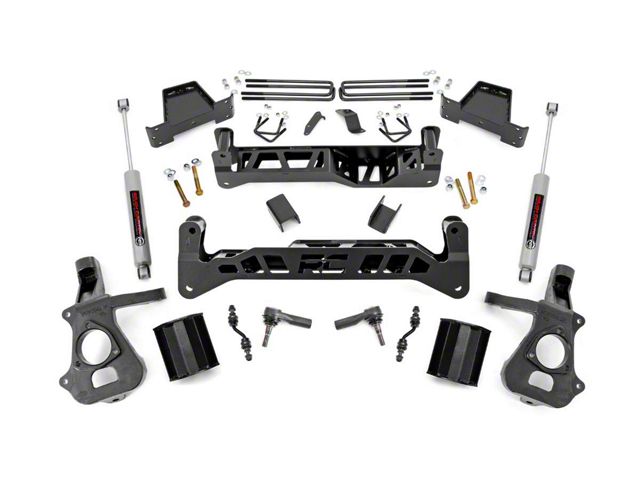 Rough Country 7-Inch Suspension Lift Kit with Premium N3 Shocks (14-18 2WD Sierra 1500, Excluding Denali)