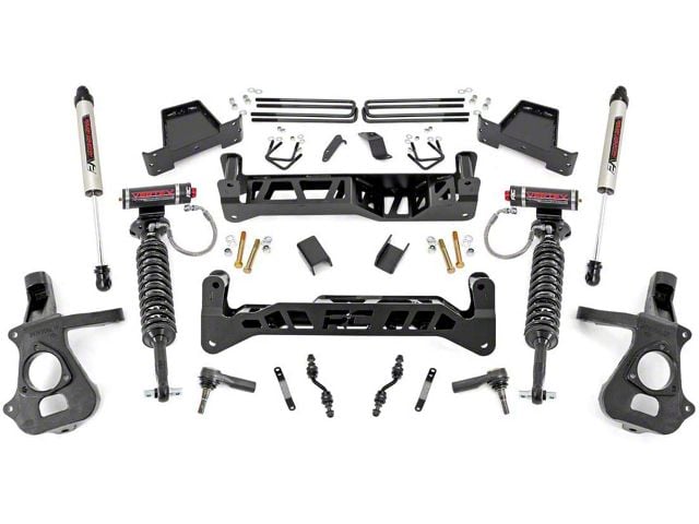 Rough Country 7-Inch Suspension Lift Kit with Vertex Adjustable Coil-Over and V2 Monotube Shocks (14-18 2WD Sierra 1500 w/ Stock Cast Steel Control Arms, Excluding Denali)