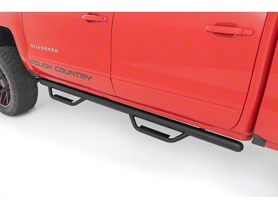 Rough Country Cab Length Nerf Side Step Bars; Black (14-18 Sierra 1500 Crew Cab w/ 5.80-Foot Short Box)