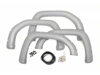 Rough Country Defender Pocket Fender Flares; Silver Ice Metallic (19-24 Sierra 1500)