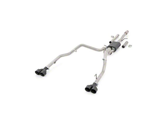 Rough Country Dual Exhaust System with Black Tips; Rear Exit (19-24 5.3L Sierra 1500 w/ Factory Dual Exhaust)