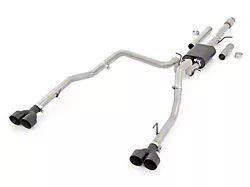 Rough Country Dual Exhaust System with Black Tips; Rear Exit (19-24 5.3L Sierra 1500 w/ Factory Dual Exhaust)