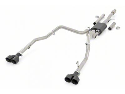 Rough Country Dual Exhaust System with Black Tips; Rear Exit (19-24 6.2L Sierra 1500 w/ Factory Dual Exhaust)