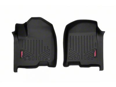 Rough Country Heavy Duty Front Floor Mats; Black (19-24 Sierra 1500 w/ Bucket Seats)