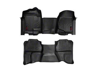 Rough Country Heavy Duty Front Over the Hump and Rear Floor Mats; Black (07-13 Sierra 1500 Extended Cab)