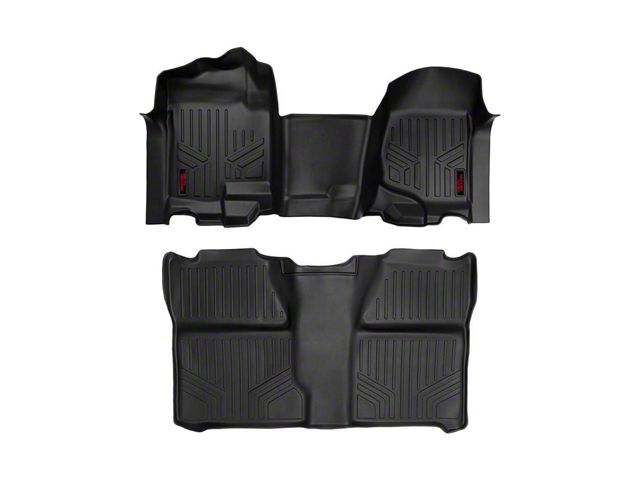 Rough Country Heavy Duty Front Over the Hump and Rear Floor Mats; Black (07-13 Sierra 1500 Crew Cab)