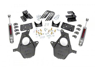 Rough Country Knuckle Lowering Kit; 2-Inch Front / 4-Inch Rear (14-18 2WD Sierra 1500 w/ Stock Cast Aluminum or Stamped Steel Control Arms)