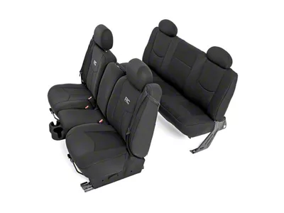 Rough Country Neoprene Front and Rear Seat Covers; Black (99-06 Sierra 1500 Extended Cab)
