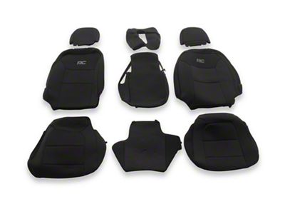 Rough Country Neoprene Front and Rear Seat Covers; Black (19-25 Sierra 1500 Crew Cab w/o Rear Seat Storage or Cup Holder)