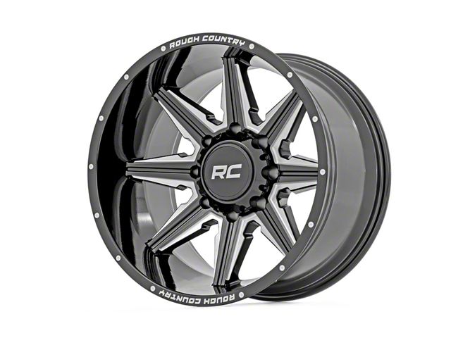 Rough Country 91 Series Gloss Black Milled 6-Lug Wheel; 22x12; -44mm Offset (19-24 Sierra 1500)