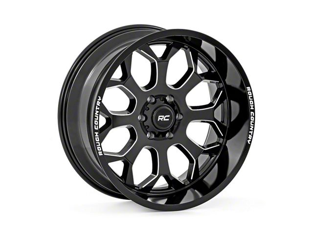 Rough Country 96 Series Gloss Black Milled 6-Lug Wheel; 20x9; 0mm Offset (19-24 Sierra 1500)