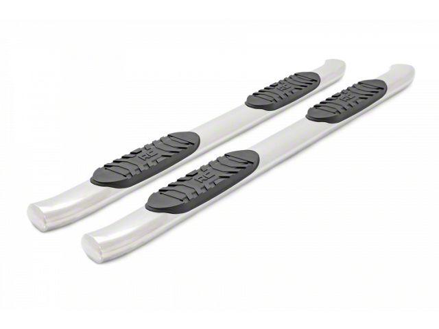 Rough Country Oval Nerf Side Step Bars; Stainless Steel (07-18 Sierra 1500 Crew Cab)